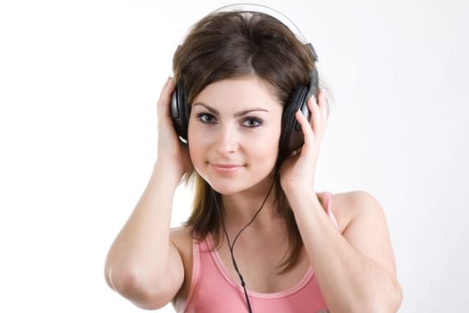 The woman listening to music