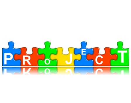 multi-color puzzle pieces combined with reflection representing project concept