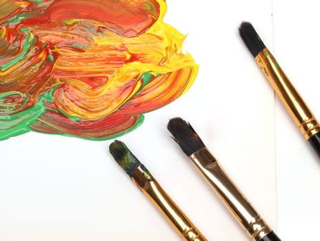 Brush painting over white