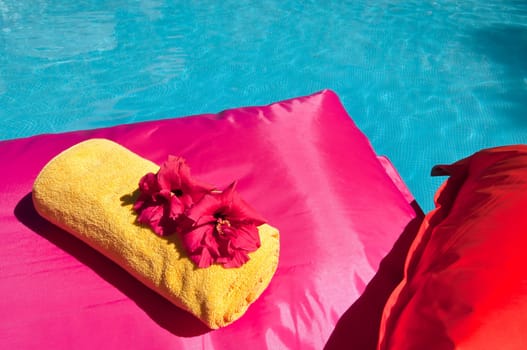Image of a colorful swimming pool detail