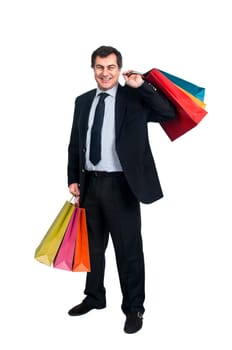 Man posing with shopping bags