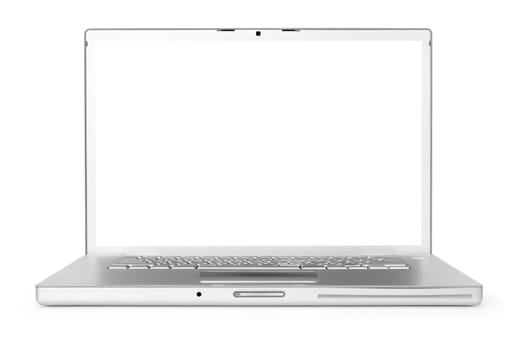 laptop with clipping path for white screen