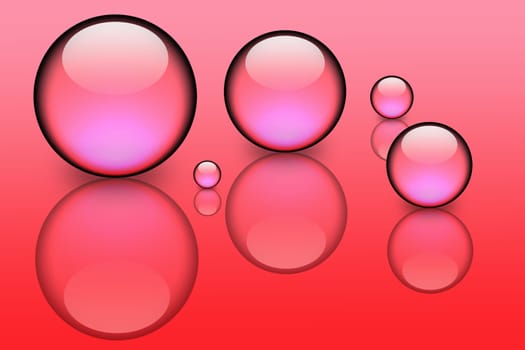 balls on glossy surface close up illustration