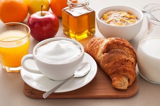 Healthy breakfast on the table close up