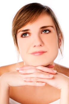 Young brunette woman beauty close up shoot
