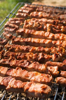 fresh meat on a grill close up shoot