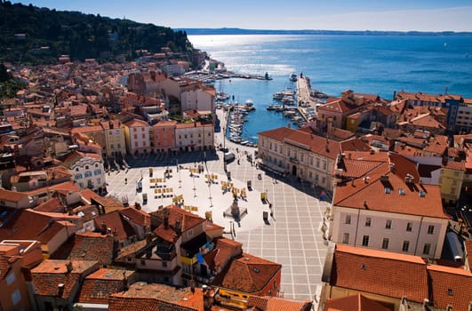 Piran city - SloveniaTop view on a sunny day