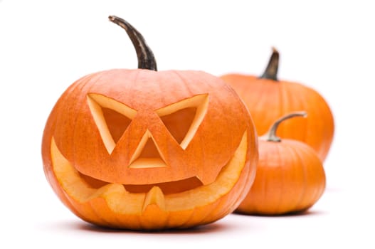 Halloween pumpkin isolated on white close up