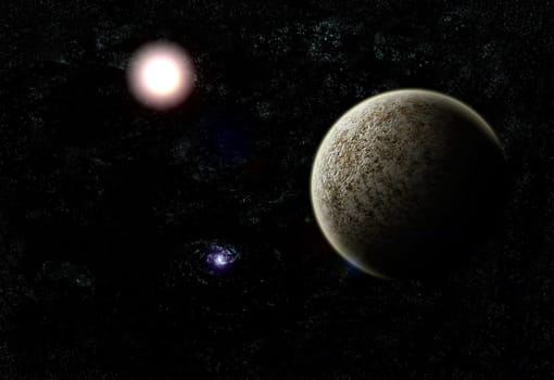 alien planet in deep space abstract 3d