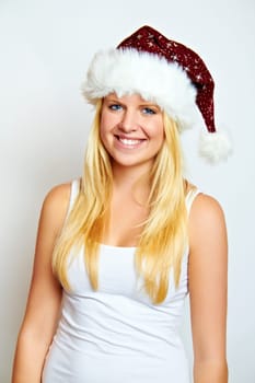 Happy young beautiful woman at christmas
