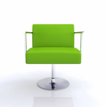 Modern Designer Chair - Green Chrome on White