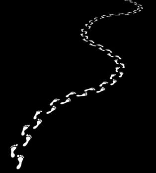White footprints on black background 2