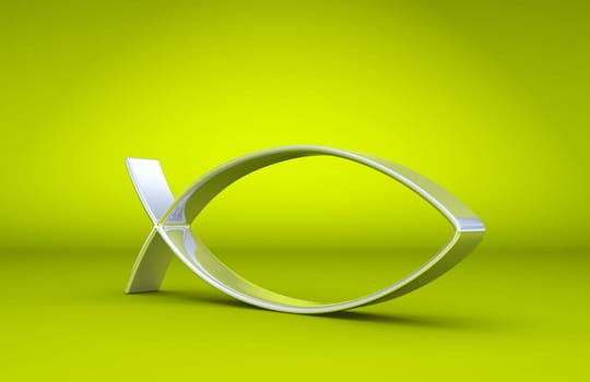 3D ICHTHYS Silver on Green 02