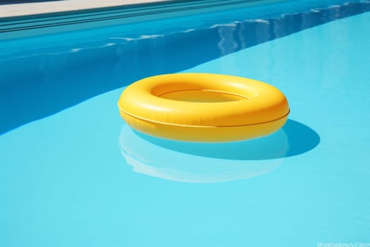 pool bright float emergency vacation security sunlight fun circle ring yellow summer party sunny children water rescue blue resort play. Generative AI.