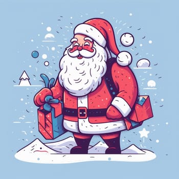illustration happy background cartoon christmas seasonal eve greeting claus character present winter santa smile person celebrate holiday year gift red. Generative AI.