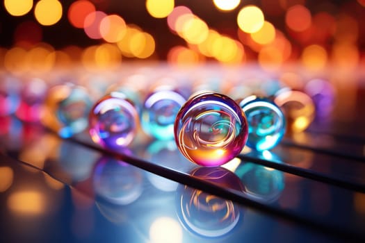 Glass multi-colored balls. Macro photography. Colorful background.