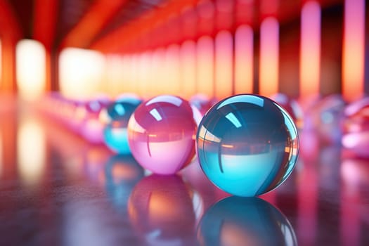 Glass multi-colored balls. Macro photography. Colorful background.