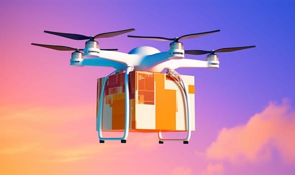 fly speed air innovation technology distribution cargo aerial delivery deliver fast wireless blue helicopter mail aircraft concept drone transport shipping. Generative AI.