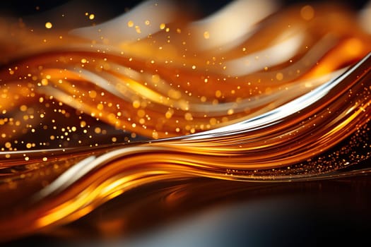 Abstract golden wave pattern with golden bokeh. Place for text.