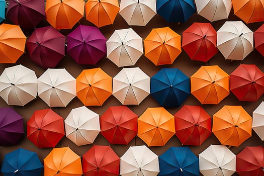 Colorful umbrellas background. Street decoration. Generated by artificial intelligence