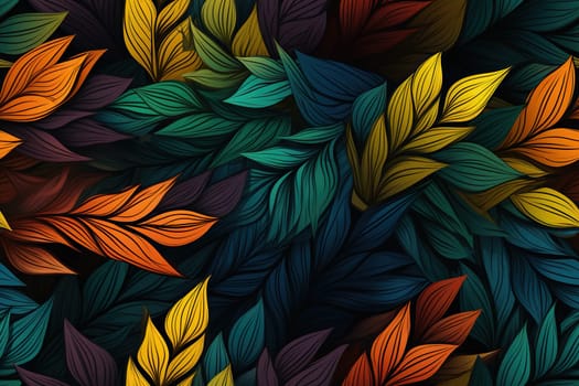 Pattern of colorful autumn leaves. Generated by artificial intelligence