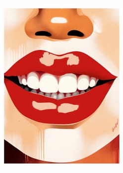 woman icon fashion illustration graphic glamour lip sensual modern poster design red style teeth beautiful element toothpaste girl face lipstick pop. Generative AI.