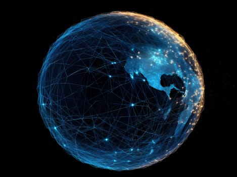 picture connection sun cyberspace social climate planet satellite cloud technology earth person internet map network global 3d geography galaxy globe. Generative AI.