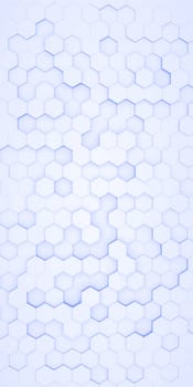 Hexagon white and blue tech background. 3d illustration. Vertical size.