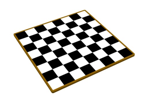Empty chess board isolated on white, 3d render