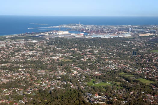 looking down onto wollongong city and suburbs