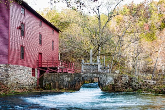 mill house at alley spring missouri in fall