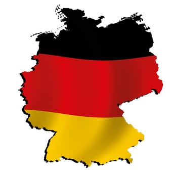 map of Germany filled with national flag and shade (3D-effect)