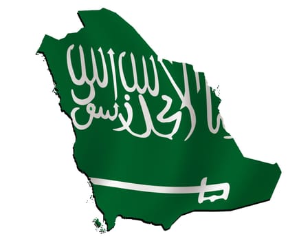 map of Saudi Arabia filled with national flag and shade (3D-effect)