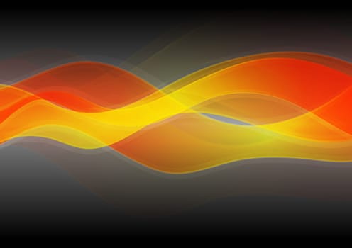 Abstract orange waves on dark background. Eps 10 vector