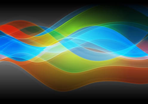 Abstract multicolored stripes on dark background. Eps 10