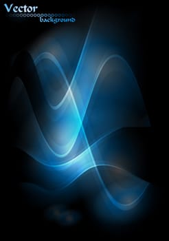 Vector illustration of glowing waves on dark background