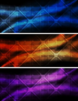 Dark banners with square texture. Eps 10 vector