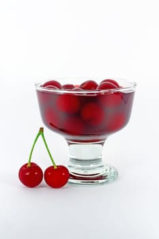 Sweet cherry compote isolated on white background