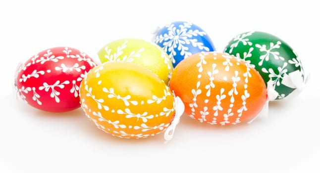 Color Easter Painted Eggs On White Background