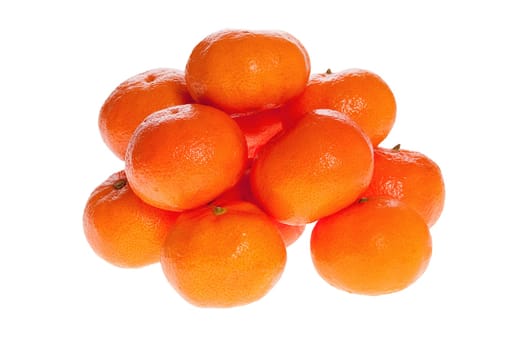 Ripe tangerines on white background