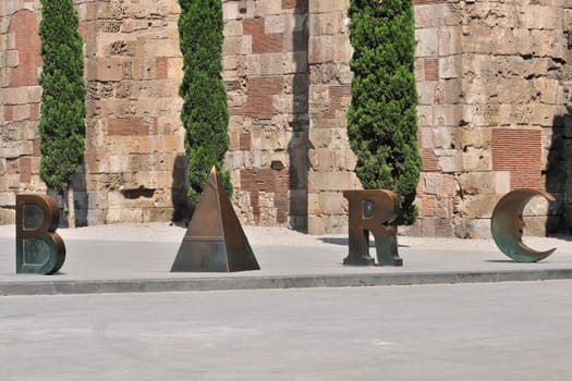 Barc letter statues in Barcelona (Catalonia - Spain).