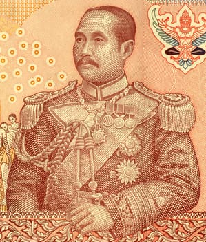 Chulalongkorn (1853-1910) on 100 Bhat 2005 Banknote from Thailand. Fifth monarch of Siam under the House of Chakri.