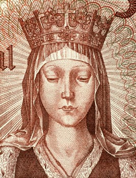 Elizabeth of Aragon (1271-1336) on 50 Escudos 1964 Banknote from Portugal. Queen consort of Portugal.