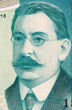Jose Enrique Rodo (1871-1917) on 200 Nuevos Pesos 1986 Banknote from Uruguay. Uruguayan essayist.