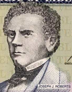 Joseph Jenkins Roberts (1809-1876) on 10 Dollars 2009 Banknote from Liberia. 1st and 7th President of Liberia.