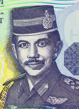 Hassanal Bolkiah (born 1946) on 1 Ringgit 2008 Banknote from Brunei. 29th Sultan of Brunei.