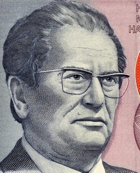 Josip Broz Tito (1892-1980) on 5000 Dinara 1985 Banknote from Yugoslavia. Yugoslav revolutionary and statesman, ruling in various roles during 1945-1980.