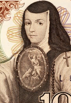 Juana Ines de la Cruz (1651-1695) on 1000 Pesos 1984 Banknote from Mexico. Self-taught scholar and poet of the Baroque school, and nun of New Spain.