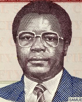 Samuel Doe (1951-1990) on 50 Dollars 2009 Banknote from Liberia. 21st President of Liberia.