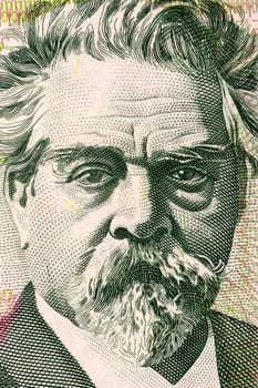 Juan Zorrilla de San Martin (1855-1931) on 20 Pesos Uruguayos 2008 Banknote from Uruguay. National Poet of Uruguay and political figure.